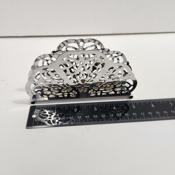 VTG 1971 Irvinware Made In USA Silver/Chrome  MCM  Napkin Holder Lace #11550 - Picture 10 of 11